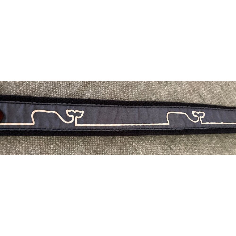 Vineyard Vines Shep Ian Blue Whales Brown Leather Reversible Sports Belt 30